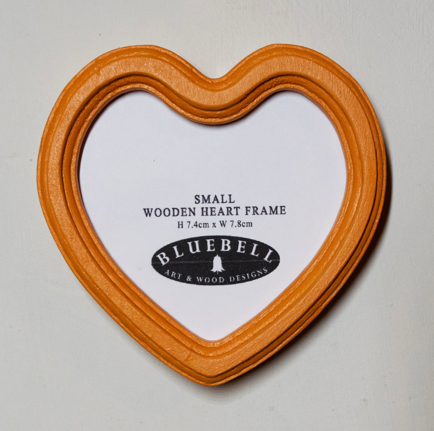 Orange 3" x 3" Heart Handmade Wooden Photo Picture Frame