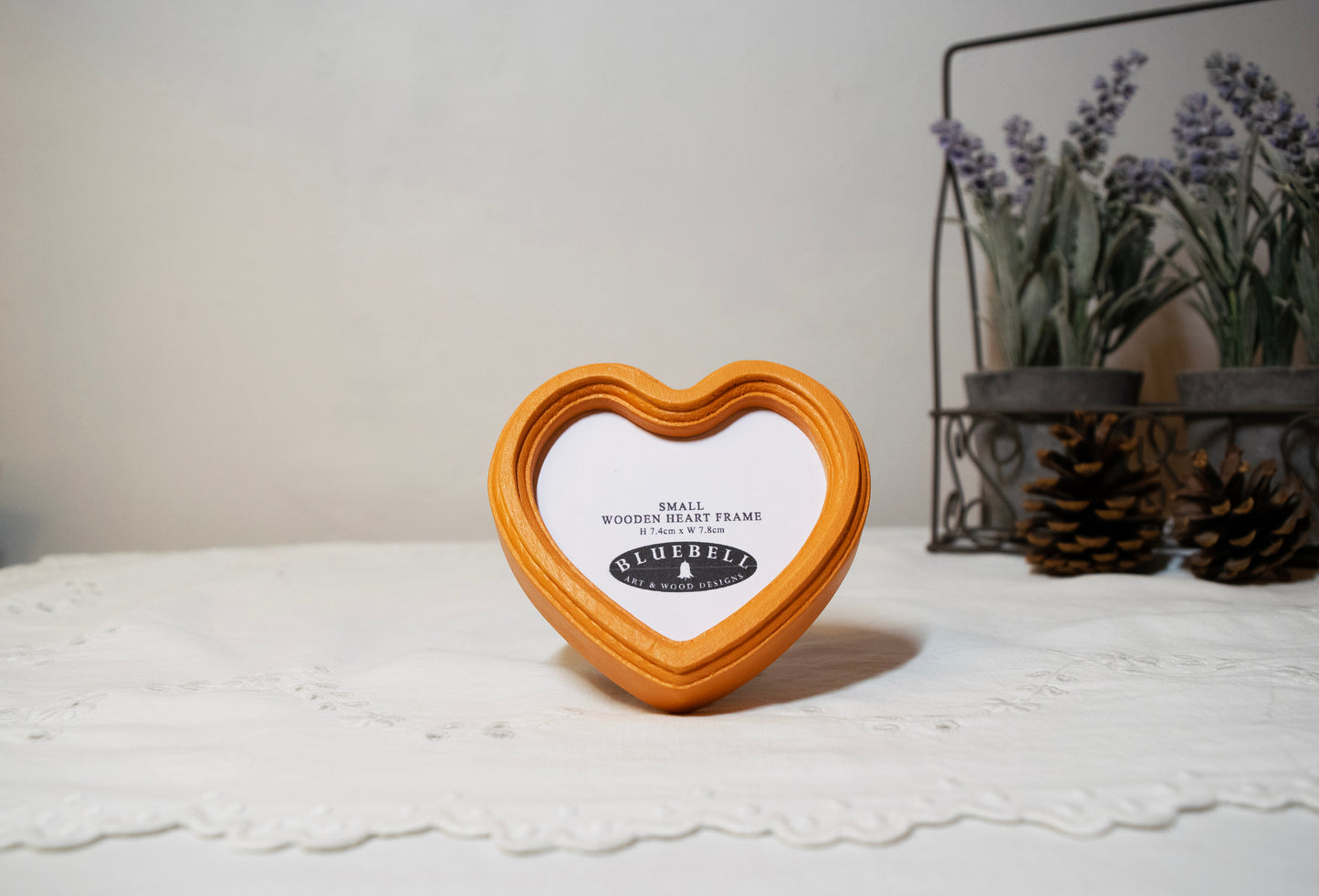 Orange 3" x 3" Heart Handmade Wooden Photo Picture Frame