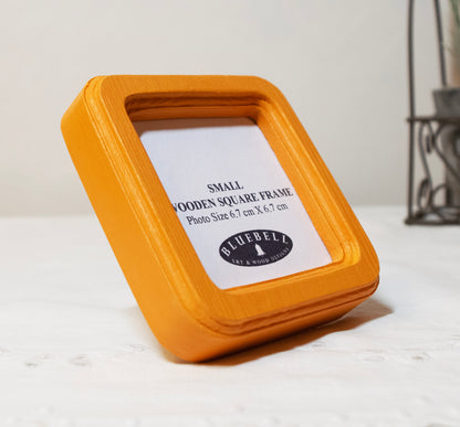 Orange Square Wooden Photo Frame 8”x8”, 7”x7”, 6"x6", 5"x5", 4"x4", 3"x3", 2.5"x2.5"