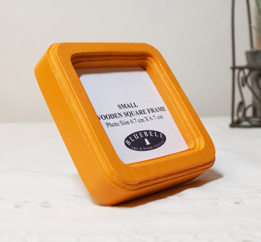 Orange Square Wooden Photo Frame 8”x8”, 7”x7”, 6"x6", 5"x5", 4"x4", 3"x3", 2.5"x2.5"