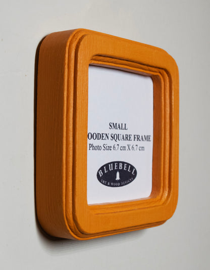 Orange Square Wooden Photo Frame 8”x8”, 7”x7”, 6"x6", 5"x5", 4"x4", 3"x3", 2.5"x2.5"