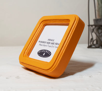 Orange Square Wooden Photo Frame 8”x8”, 7”x7”, 6"x6", 5"x5", 4"x4", 3"x3", 2.5"x2.5"
