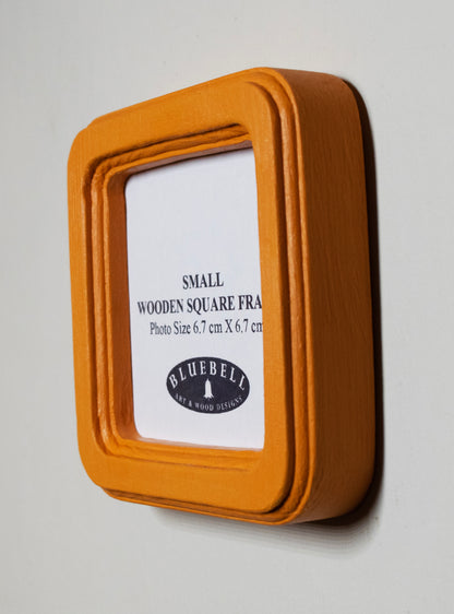 Orange Square Wooden Photo Frame 8”x8”, 7”x7”, 6"x6", 5"x5", 4"x4", 3"x3", 2.5"x2.5"