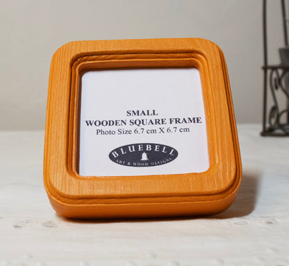 Orange Square Wooden Photo Frame 8”x8”, 7”x7”, 6"x6", 5"x5", 4"x4", 3"x3", 2.5"x2.5"