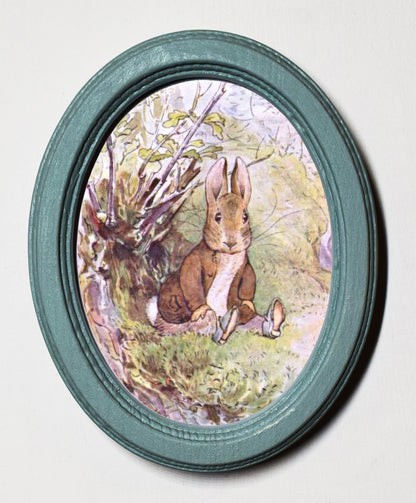 Beatrix Potter Benjamin Bunny 3" x 4" Oval Wooden Framed Print