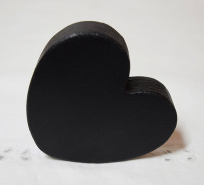 Black Wooden Love Heart Shelf Sitter Ornament 3"x3", 2"x2"