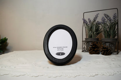 Black Oval Wooden Photo Frame A3 / 12"x16.5", A4 / 8"x12", A5 / 6"x 8", 11"x14", 5"x7", 4"x6", 3.5"x5", 3"x4", 2.5"x3.5", 2"x3"