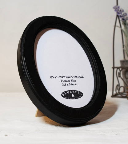Black Oval Wooden Photo Frame A3 / 12"x16.5", A4 / 8"x12", A5 / 6"x 8", 11"x14", 5"x7", 4"x6", 3.5"x5", 3"x4", 2.5"x3.5", 2"x3"