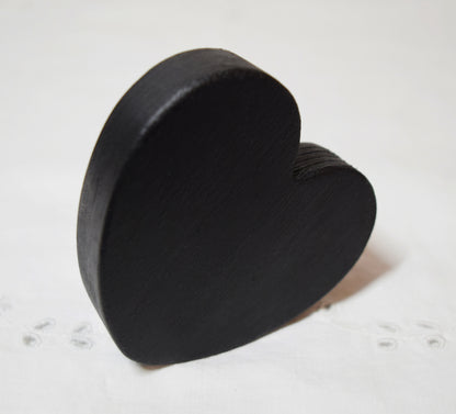 Black Wooden Love Heart Shelf Sitter Ornament 3"x3", 2"x2"