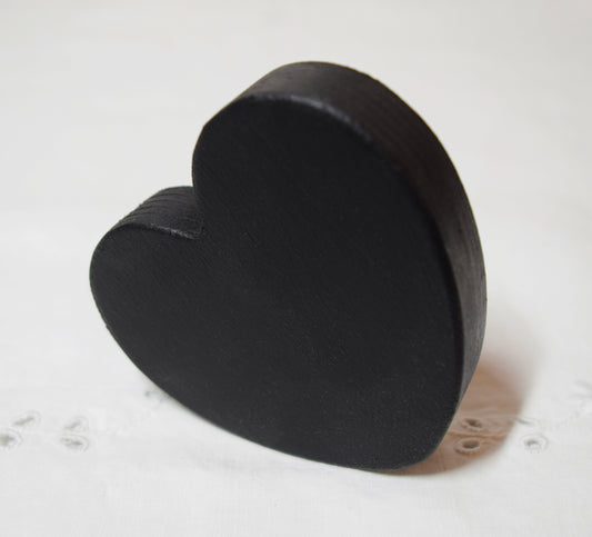 Black Wooden Love Heart Shelf Sitter Ornament 3"x3", 2"x2"
