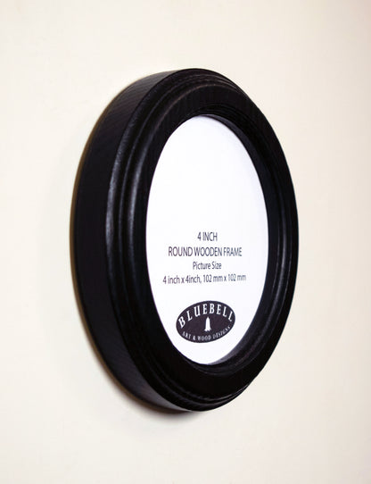 Black Round Shaped Wooden Photo Frame 8”x8”, 7”x7”, 6"x6", 5"x5", 4"x4", 3"x3", 2.5"x2.5"
