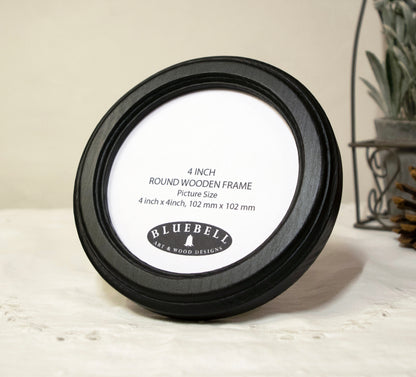 Black Round Shaped Wooden Photo Frame 8”x8”, 7”x7”, 6"x6", 5"x5", 4"x4", 3"x3", 2.5"x2.5"