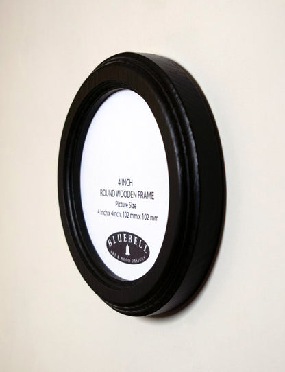 Black Round Shaped Wooden Photo Frame 8”x8”, 7”x7”, 6"x6", 5"x5", 4"x4", 3"x3", 2.5"x2.5"