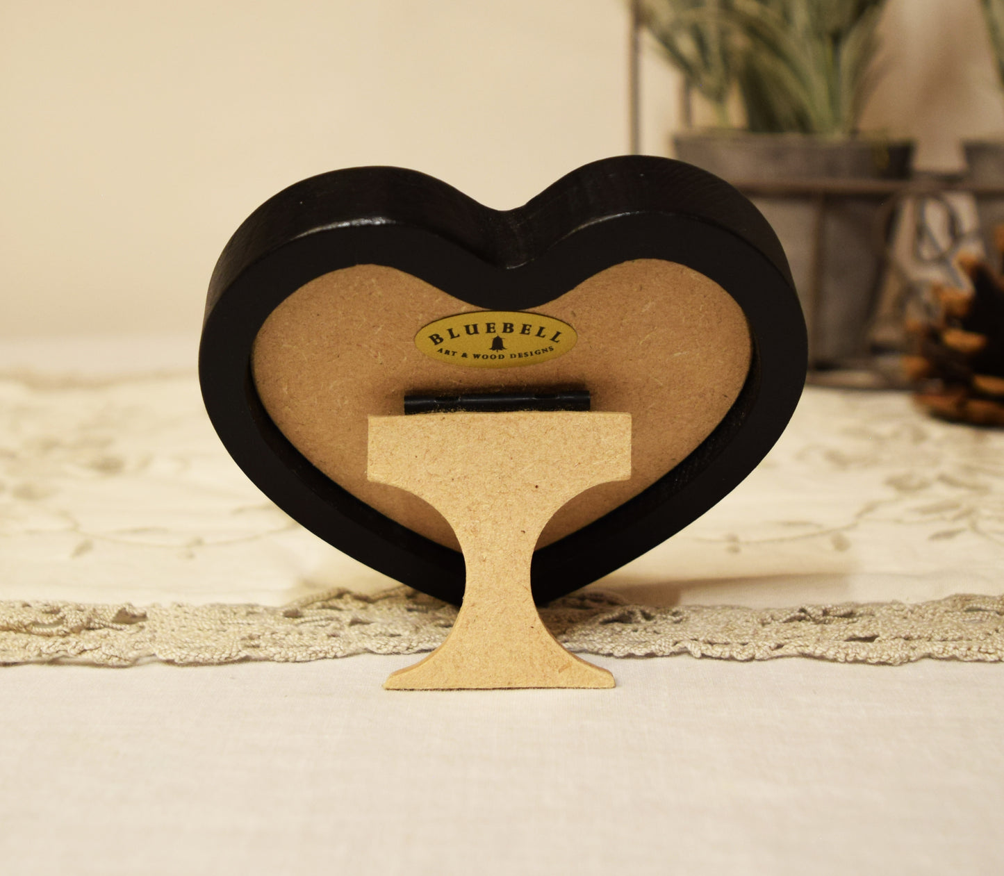 Black 3" x 3" Heart Handmade Wooden Photo Picture Frame