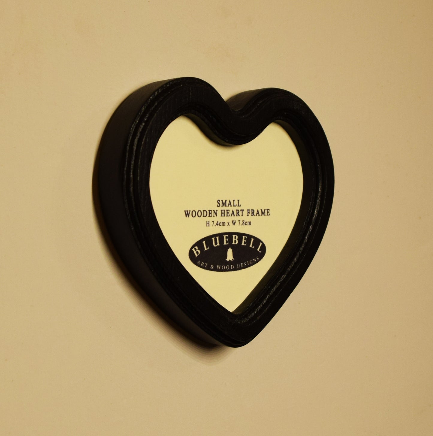 Black 3" x 3" Heart Handmade Wooden Photo Picture Frame