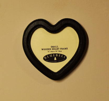 Black Heart Shaped Wooden Photo Frame 4"x4", 3"x3"