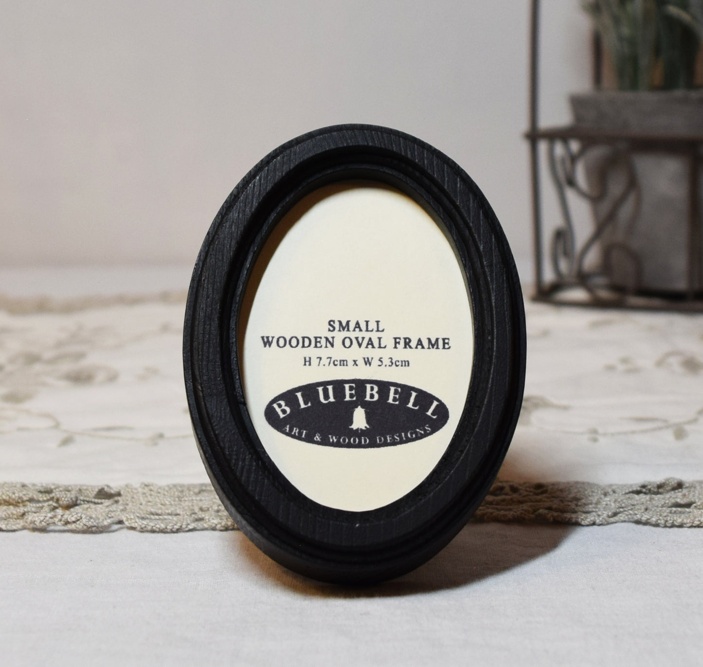 Black 2" x 3" Oval Handmade Wooden Photo Picture Frame