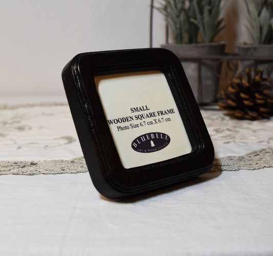 Black Square Wooden Photo Frame 8”x8”, 7”x7”, 6"x6", 5"x5", 4"x4", 3"x3", 2.5"x2.5"