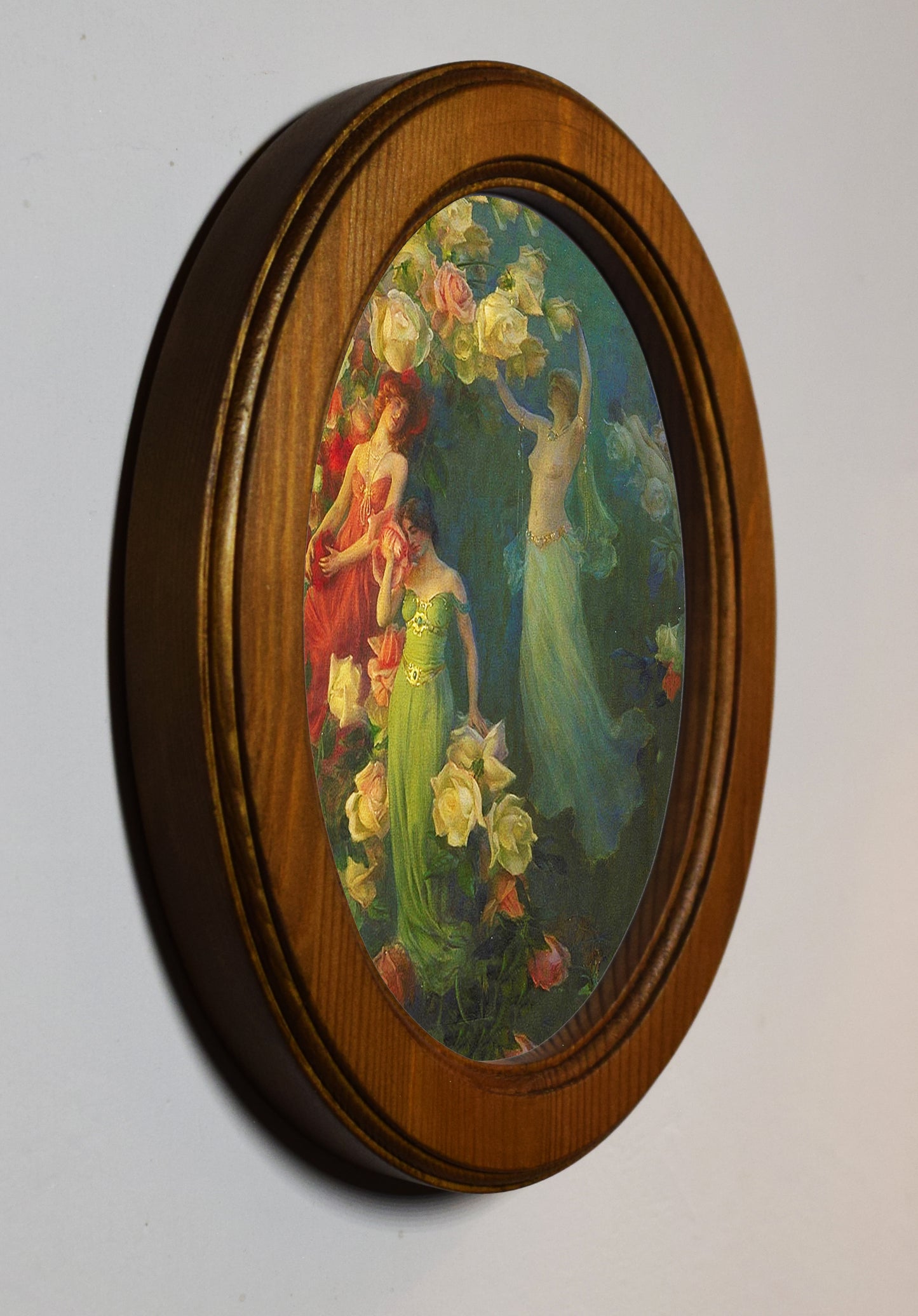 Charles Courtney Curran The Perfume of Roses 4" x 6" Oval Wooden Framed Classic Art Print