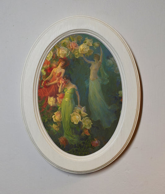 Charles Courtney Curran The Perfume of Roses 4" x 6" Oval Wooden Framed Classic Art Print