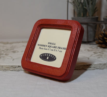 Red Square Wooden Photo Frame 8”x8”, 7”x7”, 6"x6", 5"x5", 4"x4", 3"x3", 2.5"x2.5"