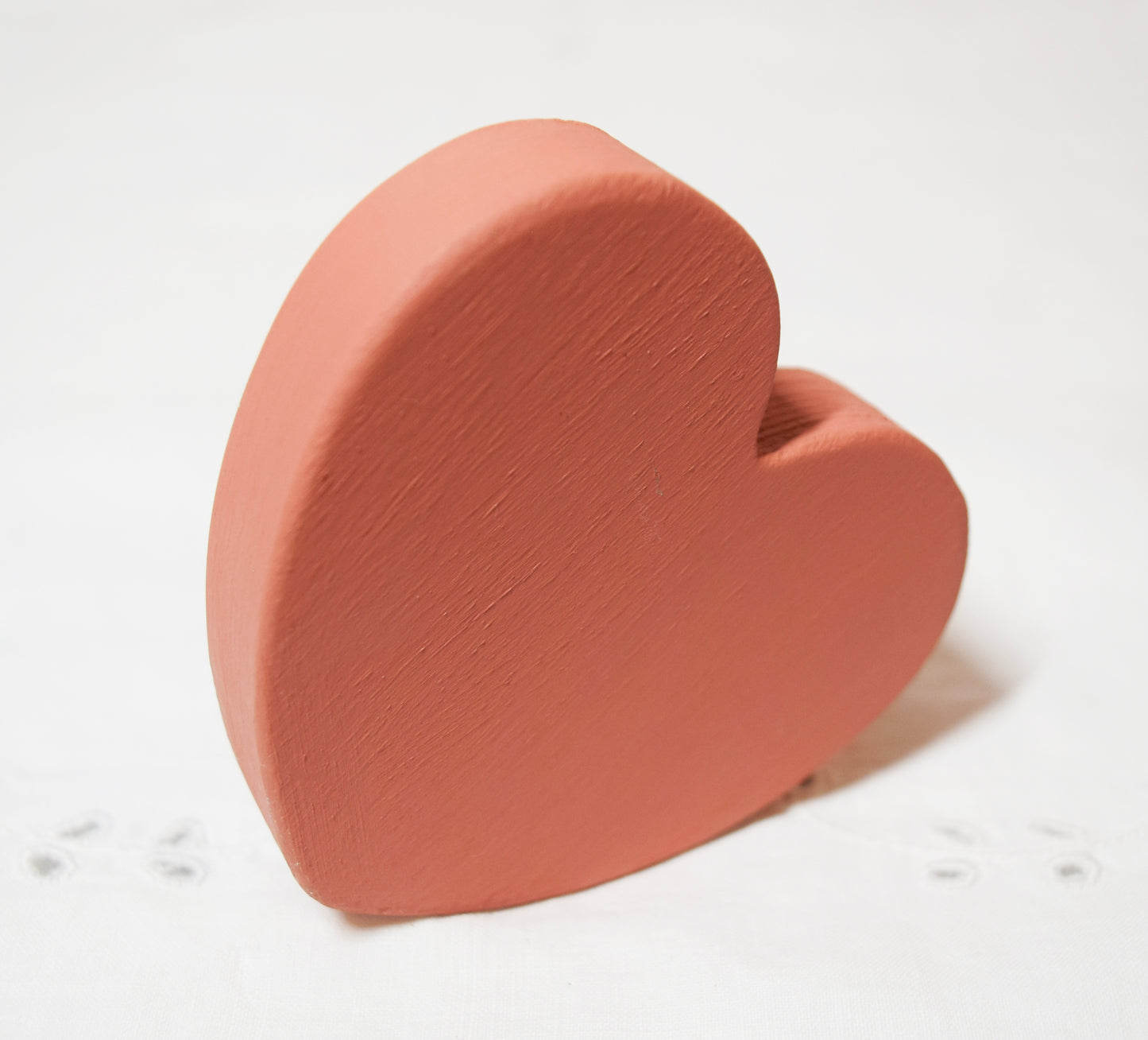 Coral Pink Wooden Love Heart Shelf Sitter Ornament 3"x3", 2"x2"