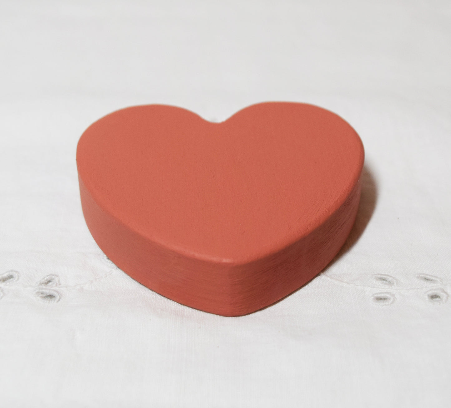 Coral Pink Wooden Love Heart Shelf Sitter Ornament 3"x3", 2"x2"