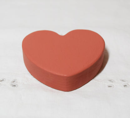 Coral Pink Wooden Love Heart Shelf Sitter Ornament 3"x3", 2"x2"