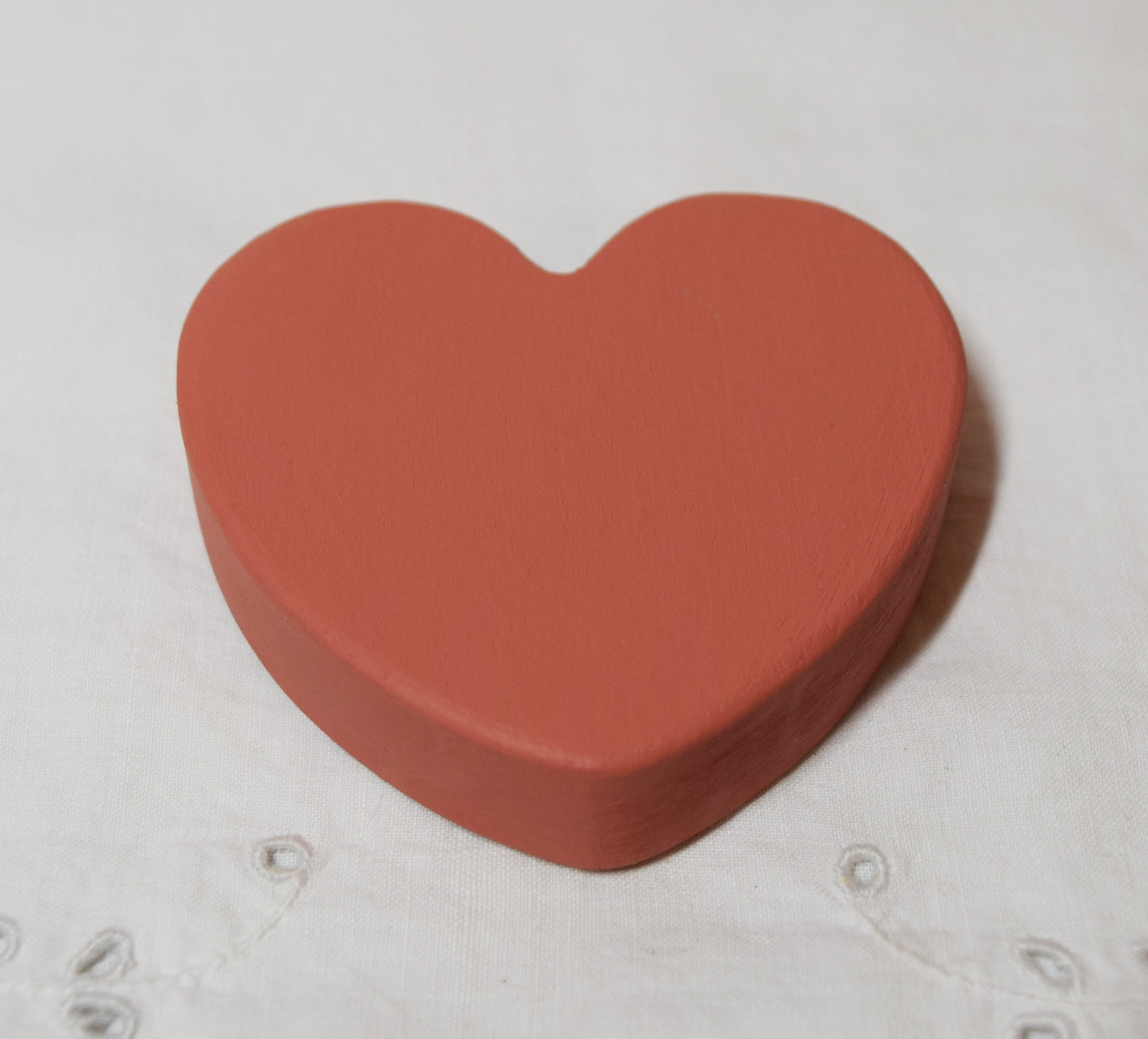 Coral Pink Wooden Love Heart Shelf Sitter Ornament 3"x3", 2"x2"