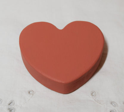 Coral Pink Wooden Love Heart Shelf Sitter Ornament 3"x3", 2"x2"