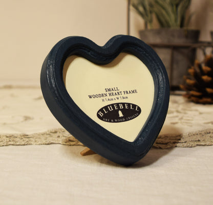 Teal Blue Heart Shaped Wooden Photo Frame 4"x4", 3"x3"