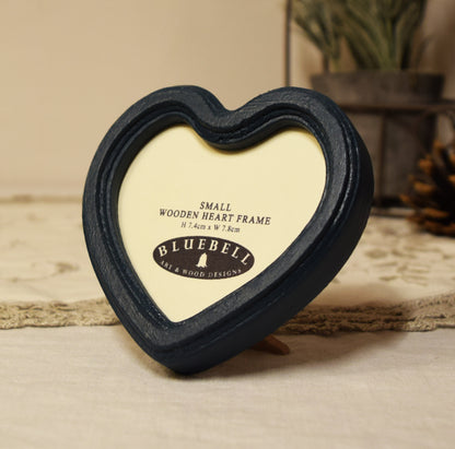 Teal Blue Heart Shaped Wooden Photo Frame 4"x4", 3"x3"