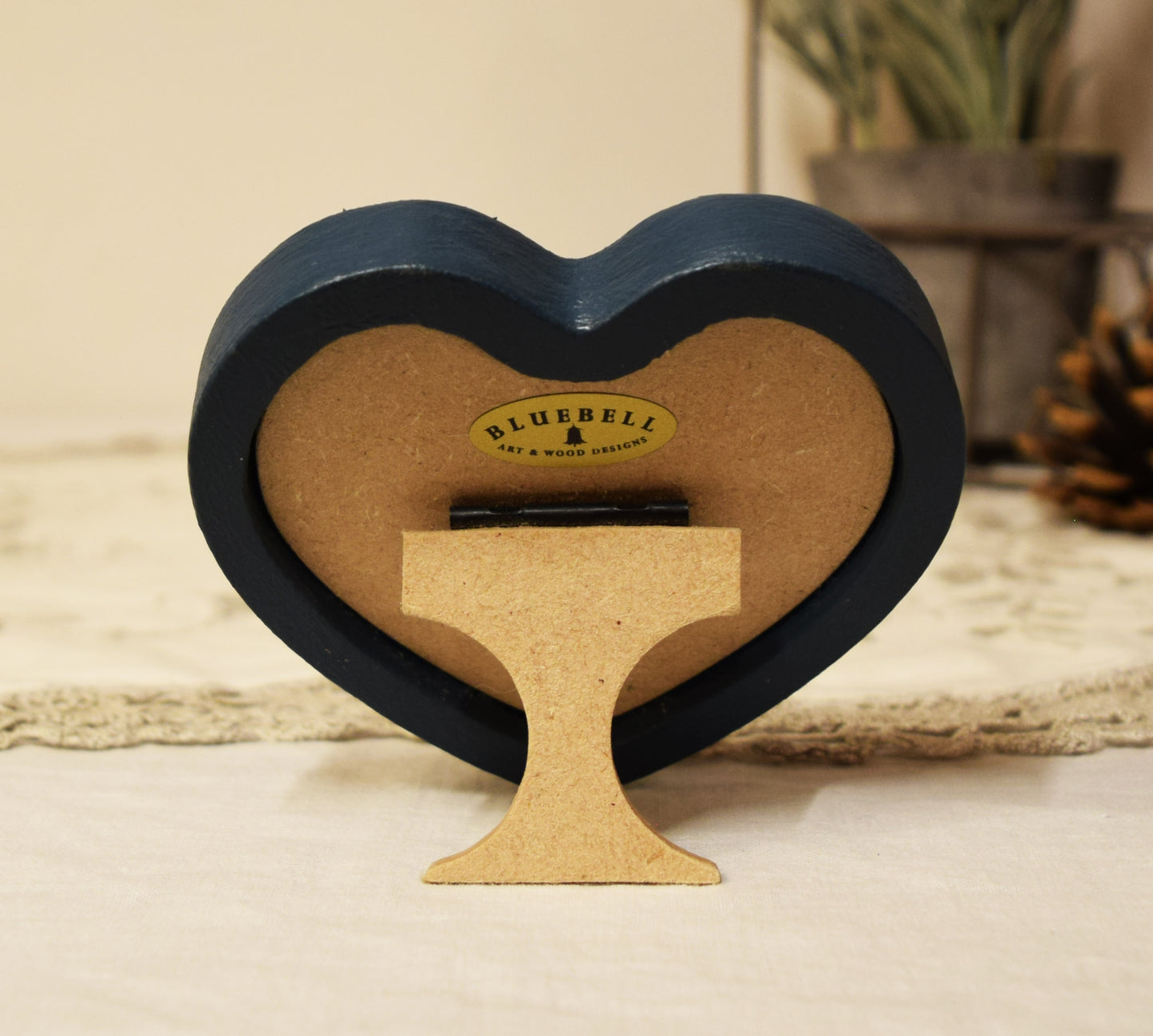 Teal Blue 3" x 3" Heart Handmade Wooden Photo Picture Frame