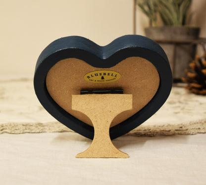 Teal Blue Heart Shaped Wooden Photo Frame 4"x4", 3"x3"