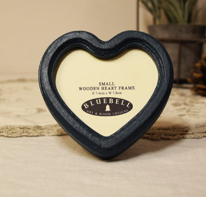 Teal Blue Heart Shaped Wooden Photo Frame 4"x4", 3"x3"