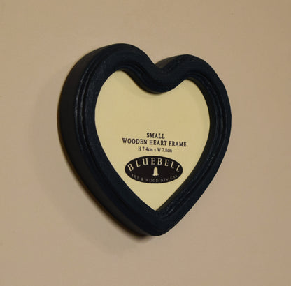 Teal Blue Heart Shaped Wooden Photo Frame 4"x4", 3"x3"