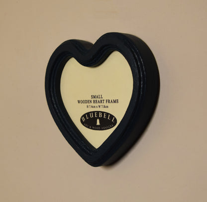 Teal Blue Heart Shaped Wooden Photo Frame 4"x4", 3"x3"