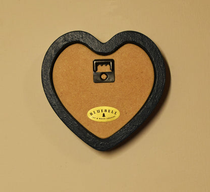 Teal Blue Heart Shaped Wooden Photo Frame 4"x4", 3"x3"