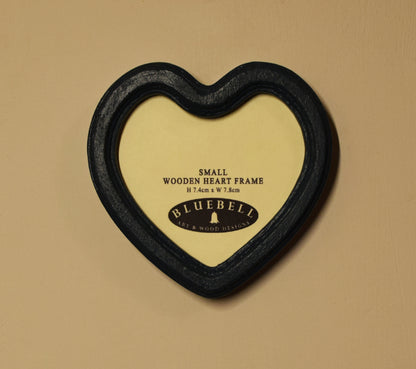 Teal Blue Heart Shaped Wooden Photo Frame 4"x4", 3"x3"