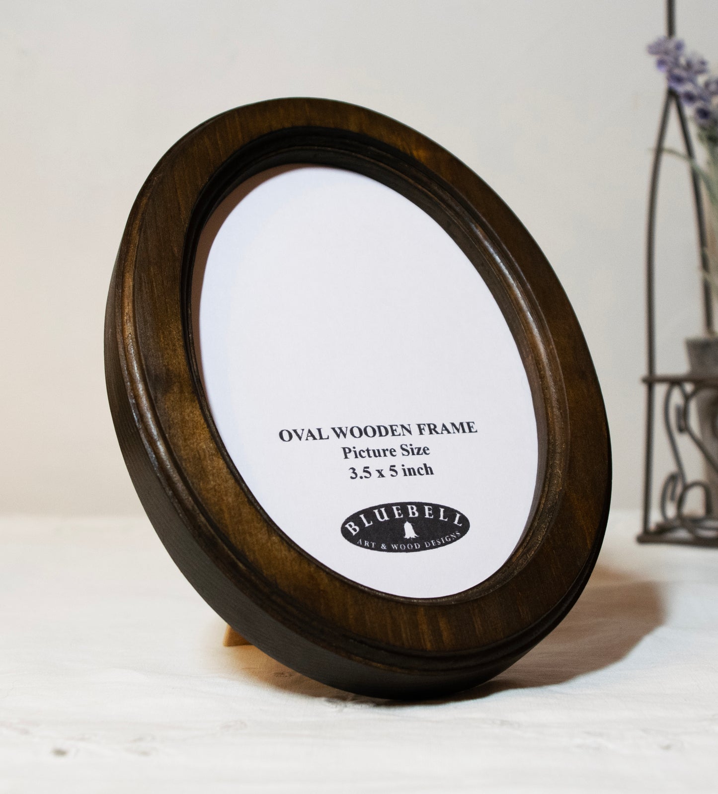 Dark Oak 3.5" x 5" Oval Handmade Wooden Photo Picture Frame