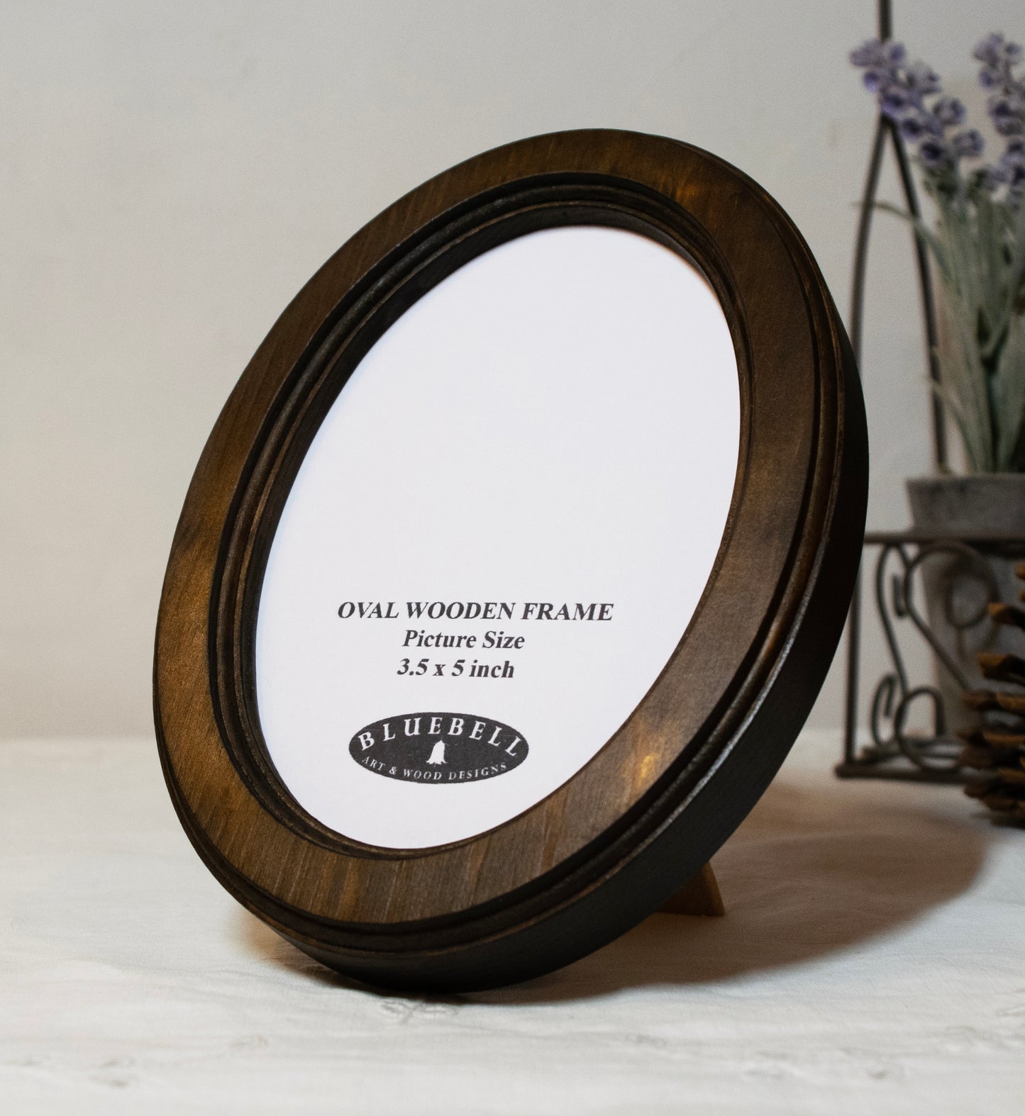 Dark Oak 3.5" x 5" Oval Handmade Wooden Photo Picture Frame