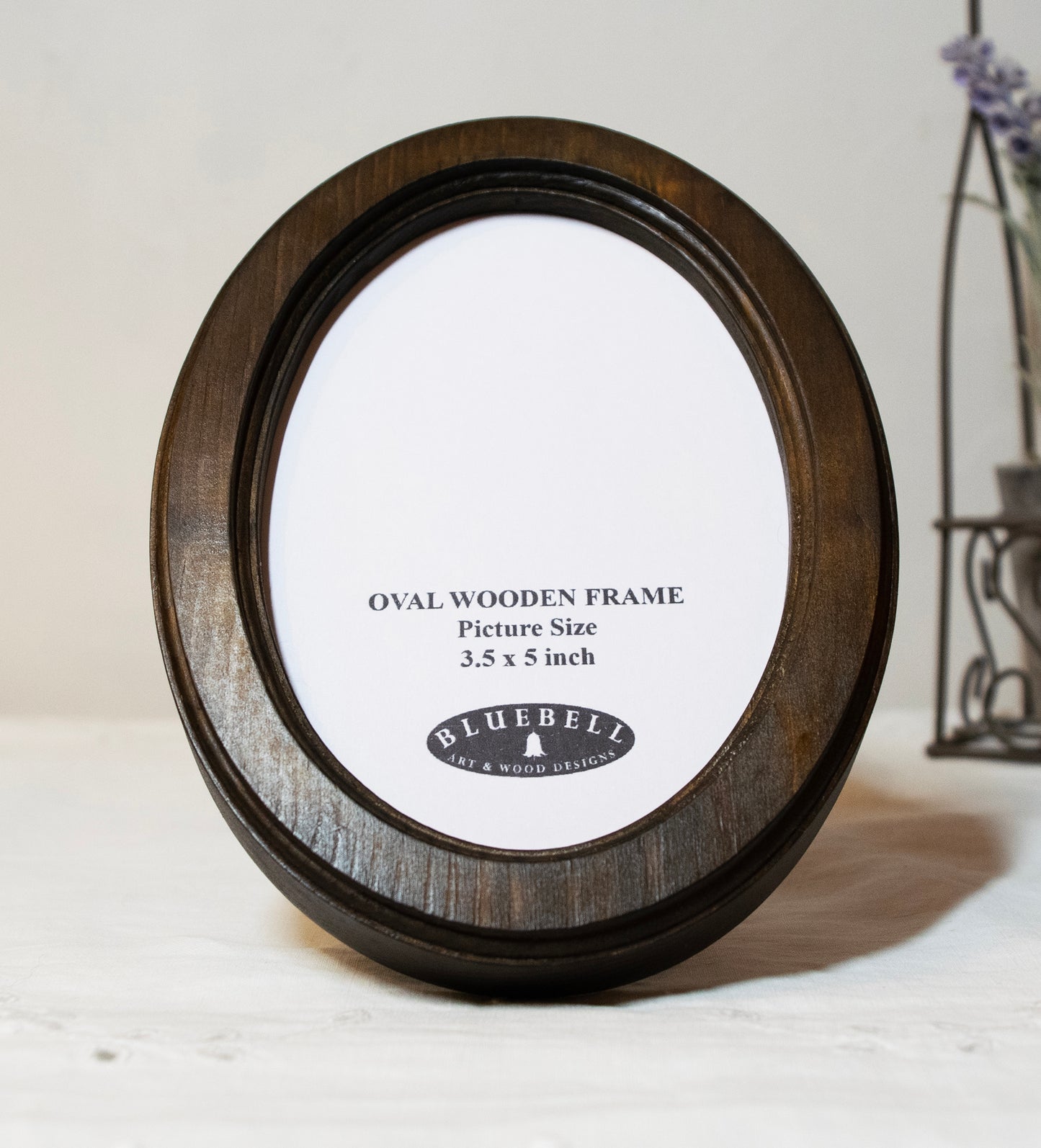 Dark Oak 3.5" x 5" Oval Handmade Wooden Photo Picture Frame