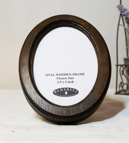 Dark Oak Oval Wooden Photo Frame A3 / 12"x16.5", A4 / 8"x12", A5 / 6"x 8", 11"x14", 5"x7", 4"x6", 3.5"x5", 3"x4", 2.5"x3.5", 2"x3"