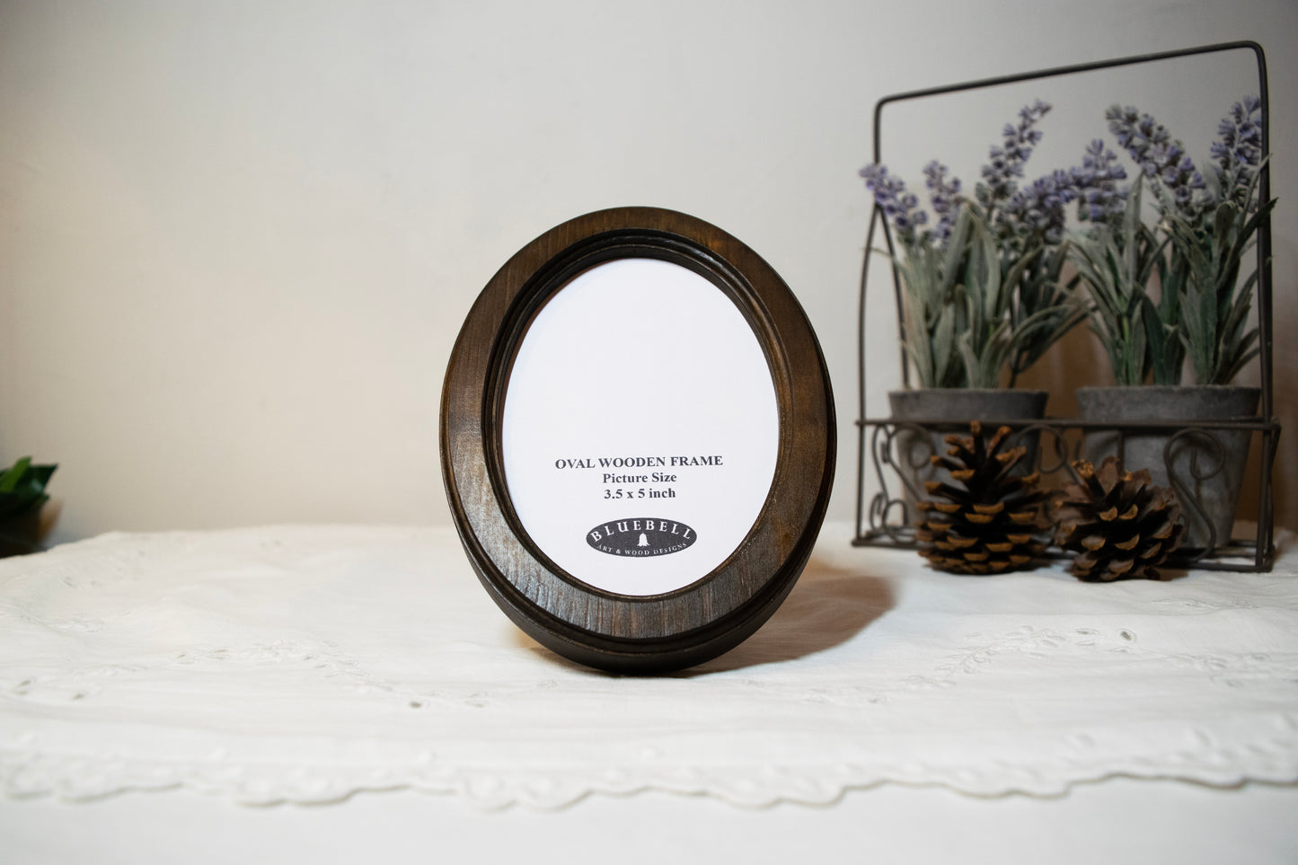 Dark Oak 3.5" x 5" Oval Handmade Wooden Photo Picture Frame