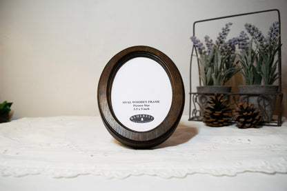 Dark Oak Oval Wooden Photo Frame A3 / 12"x16.5", A4 / 8"x12", A5 / 6"x 8", 11"x14", 5"x7", 4"x6", 3.5"x5", 3"x4", 2.5"x3.5", 2"x3"
