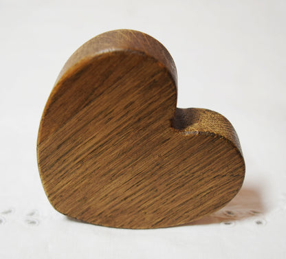 Dark Oak Wooden Love Heart Shelf Sitter Ornament 3"x3", 2"x2"