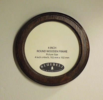 Dark Oak Round Shaped Wooden Photo Frame 8”x8”, 7”x7”, 6"x6", 5"x5", 4"x4", 3"x3", 2.5"x2.5"