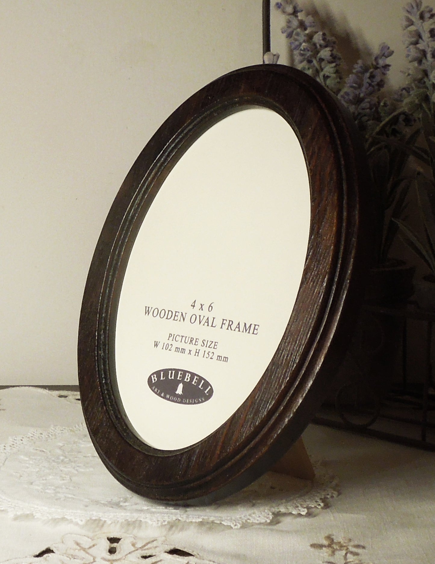 Dark Oak 4" x 6" Oval Roman Edged Handmade Wooden Photo Picture Frame