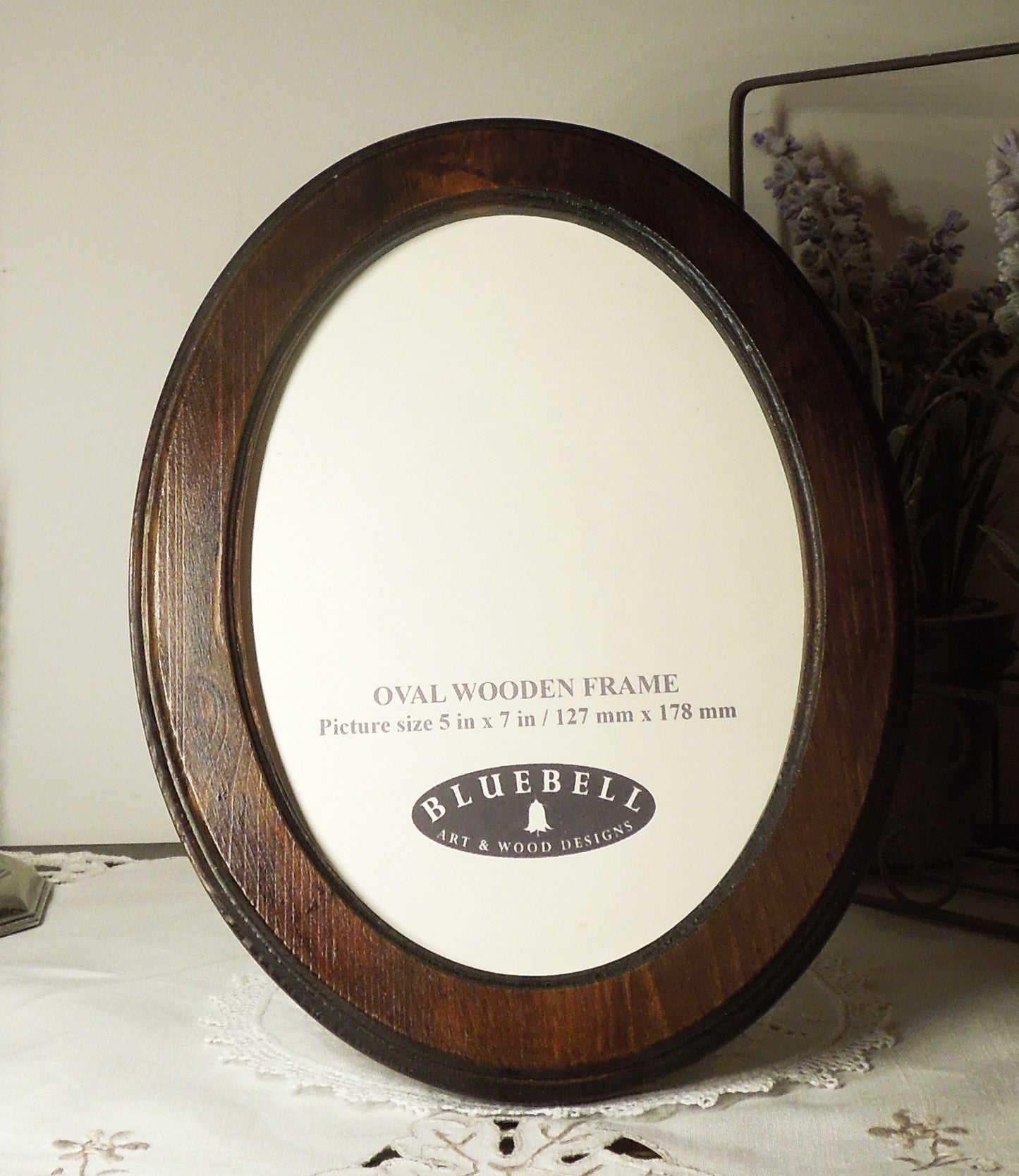 Dark Oak 4" x 6" Oval Roman Edged Handmade Wooden Photo Picture Frame