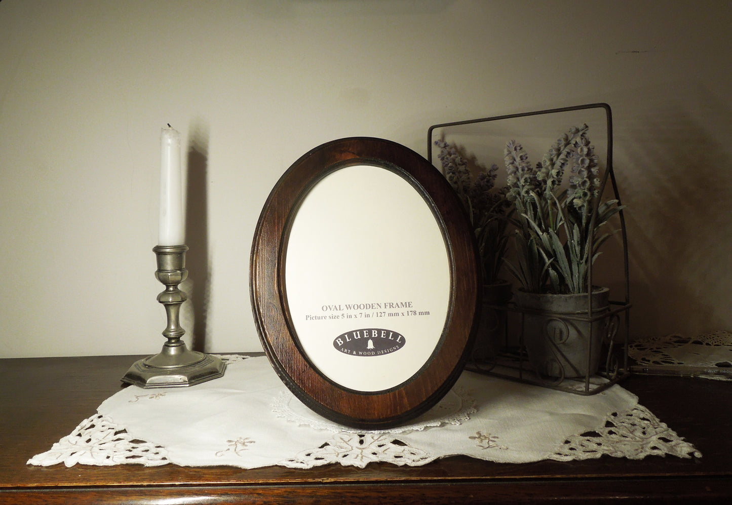 Dark Oak 4" x 6" Oval Roman Edged Handmade Wooden Photo Picture Frame